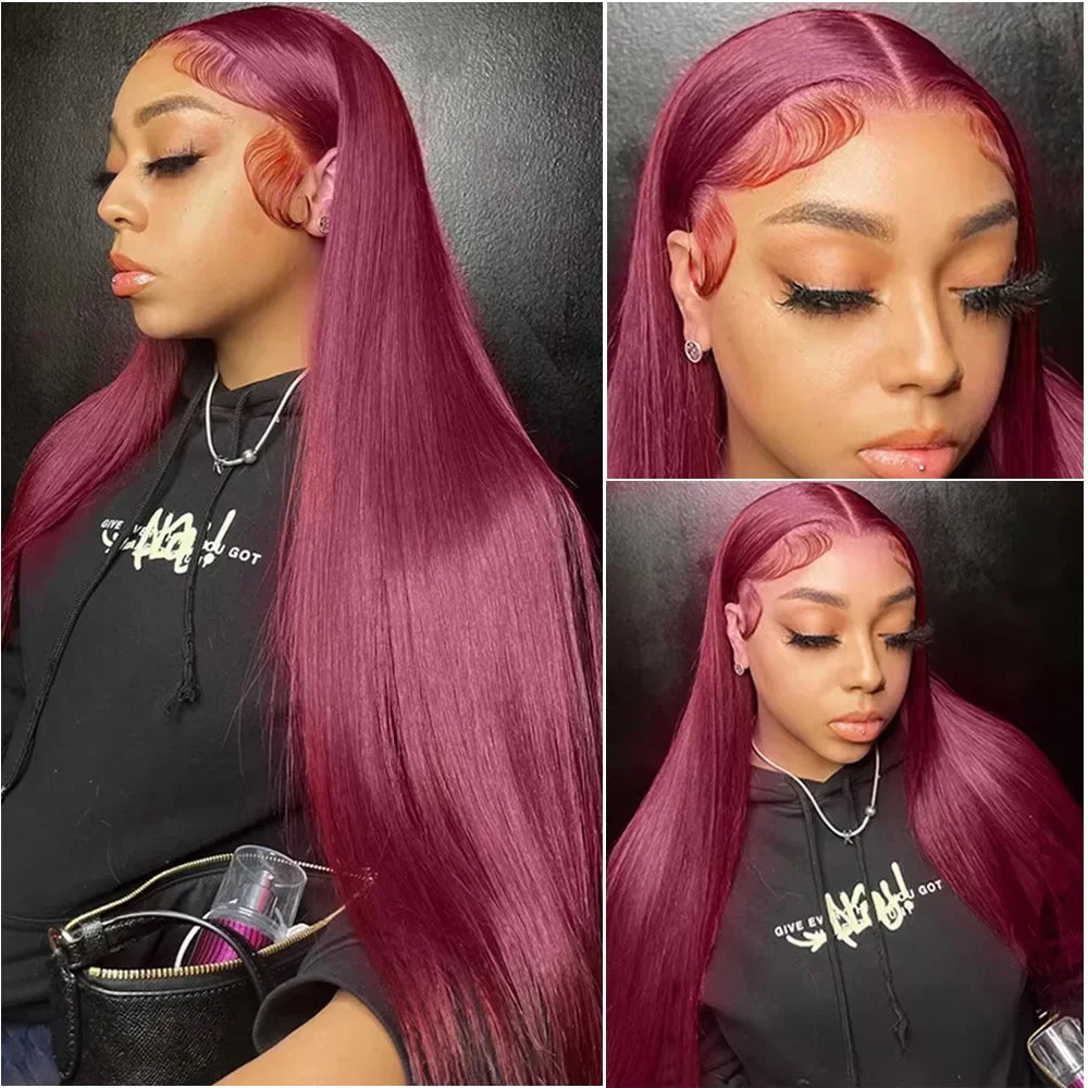 Burgundy HD Straight Lace Front