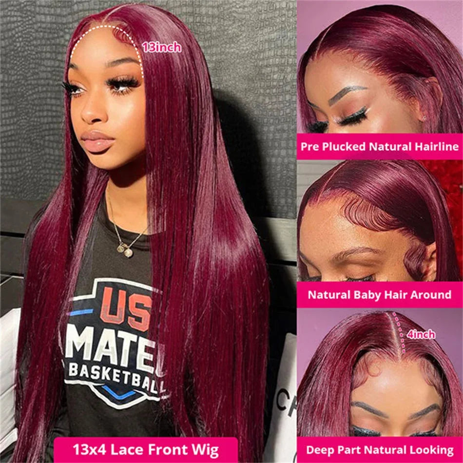Burgundy HD Straight Lace Front
